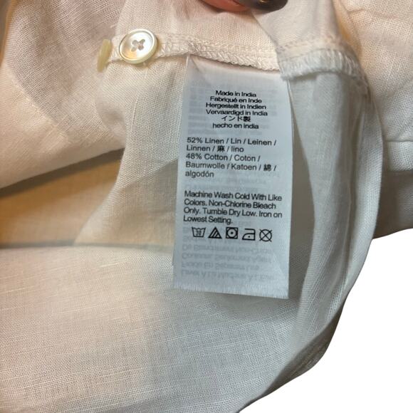 Madewell Linen Cotton Cropped Button-Up Shirt White NWT Size L - Picture 9 of 9